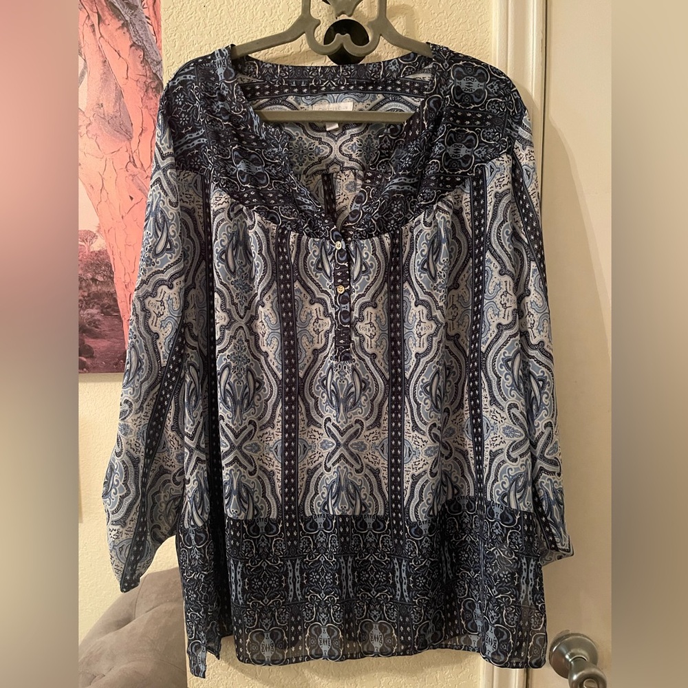 Charter Club Plus Size Womens Blue Patterned blouse size XL pre-owned